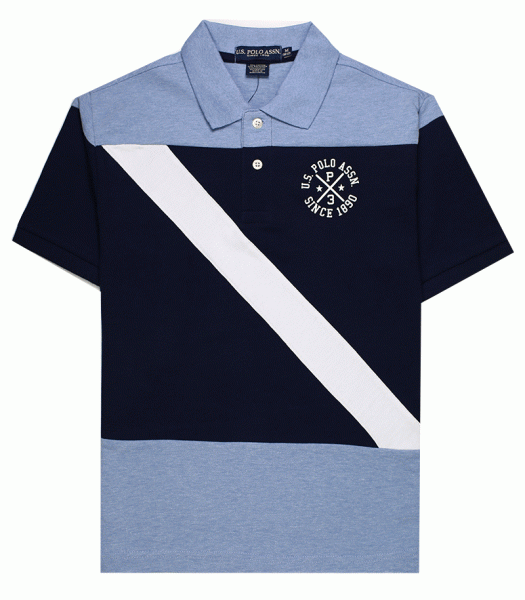 Uspa Navy/Sky Blue With White Diagonal Polo Shirt